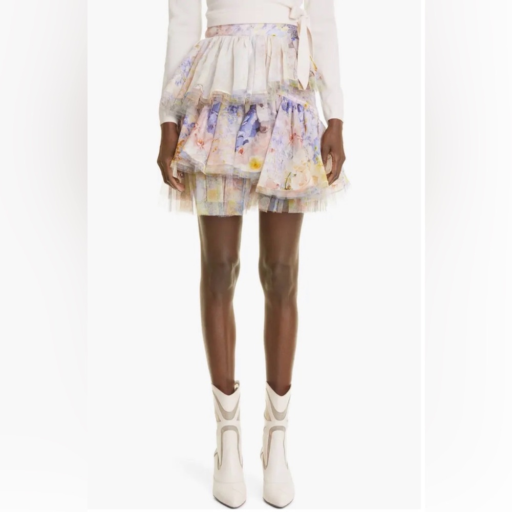 NWT Zimmermann Rhythmic Floral Print Tiered Skirt 1 US6 - Picture 5 of 17